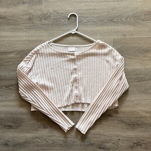 Urban Outfitters cream Ribbed Long Sleeve Top